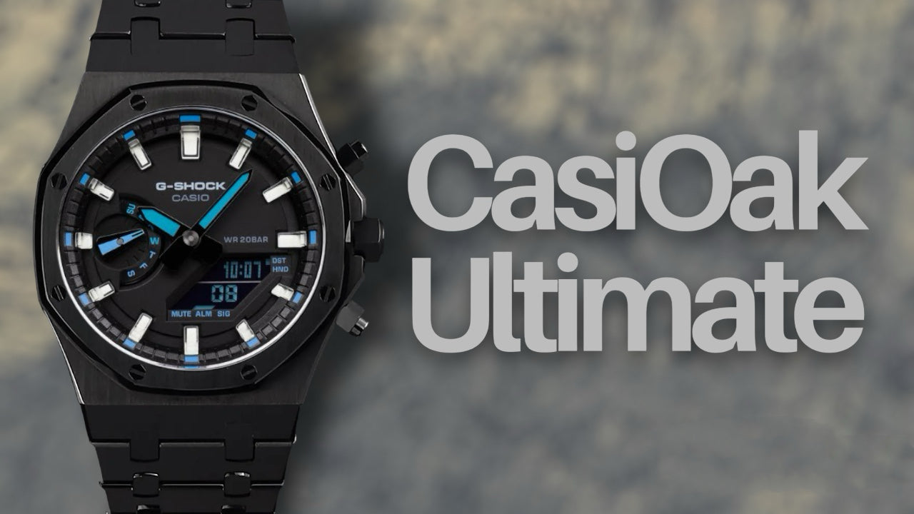 CasiOak Ultimate - Black dial & Blue Hand / White marker (BLACK Case)