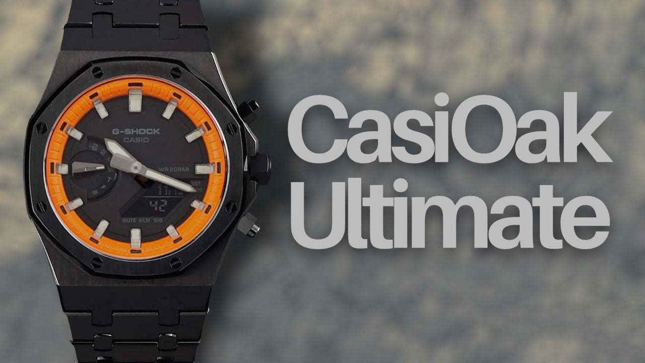 CasiOak Ultimate - Black dial / White marker / Orange Inner bezel (BLACK Case)